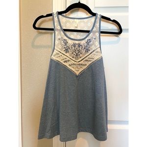 Embroidered Light Blue Tank Top